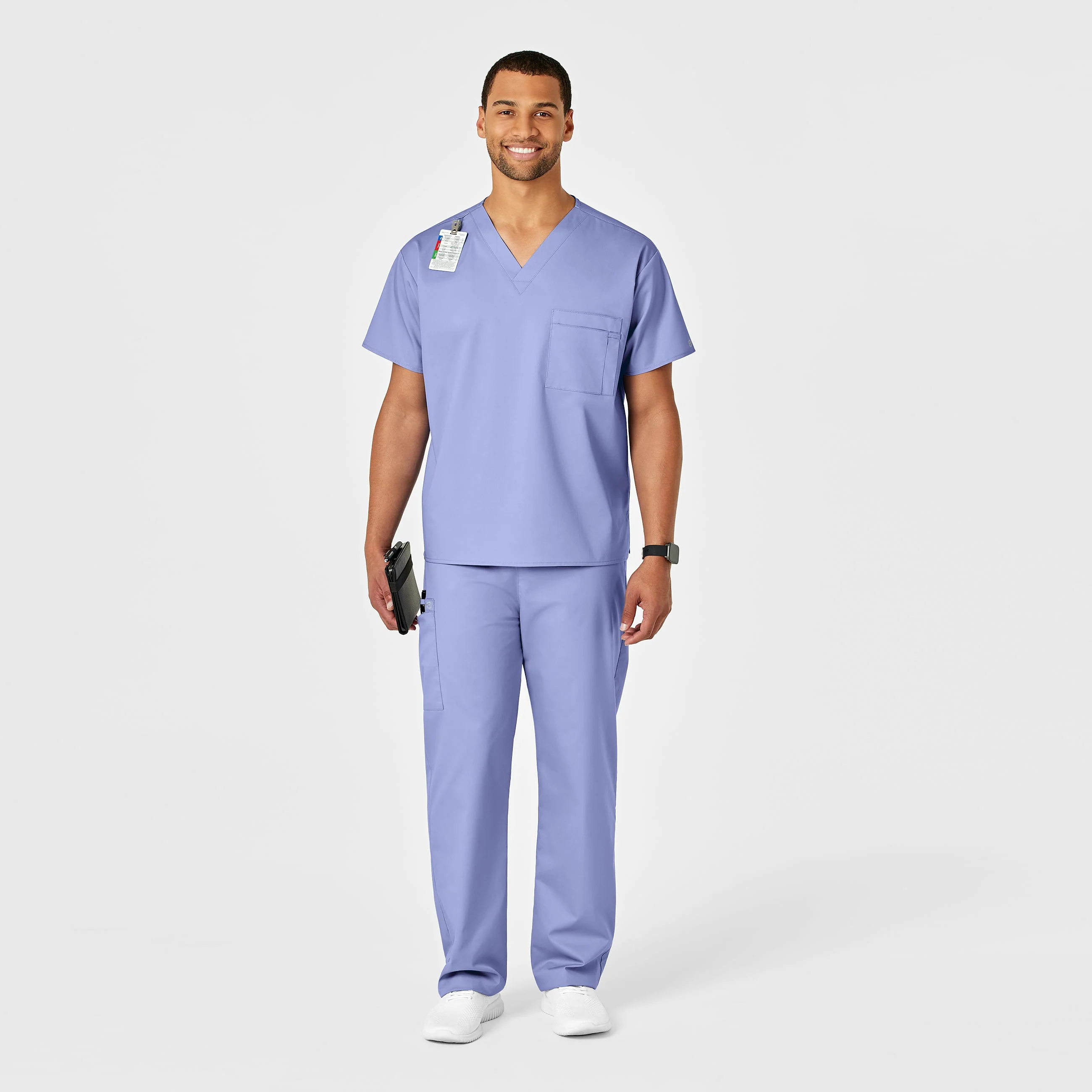 WonderWORK Unisex Drawstring Cargo Scrub Pant - Ceil Blue - Image 3