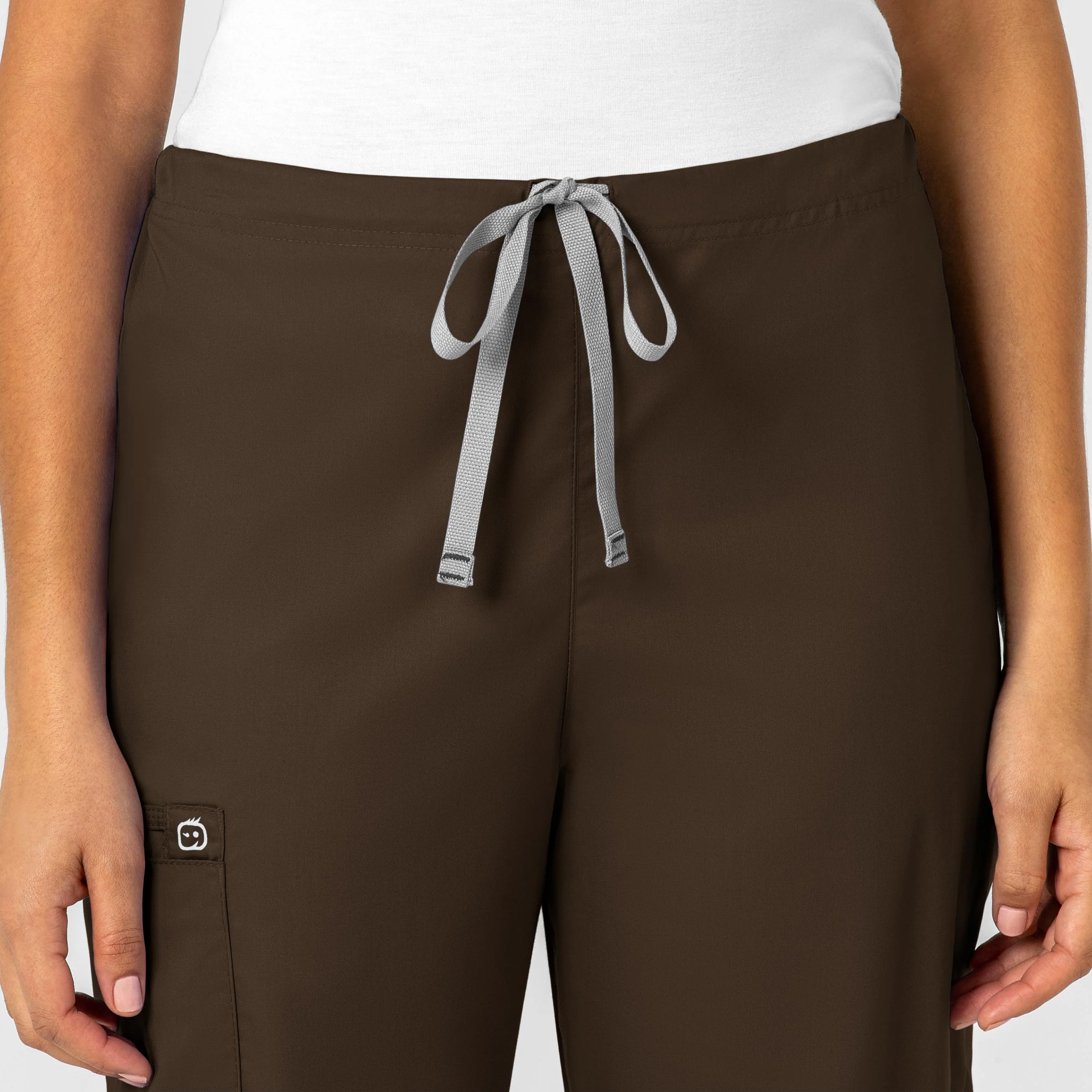 WonderWORK Unisex Drawstring Cargo Scrub Pant - Chocolate - Image 5