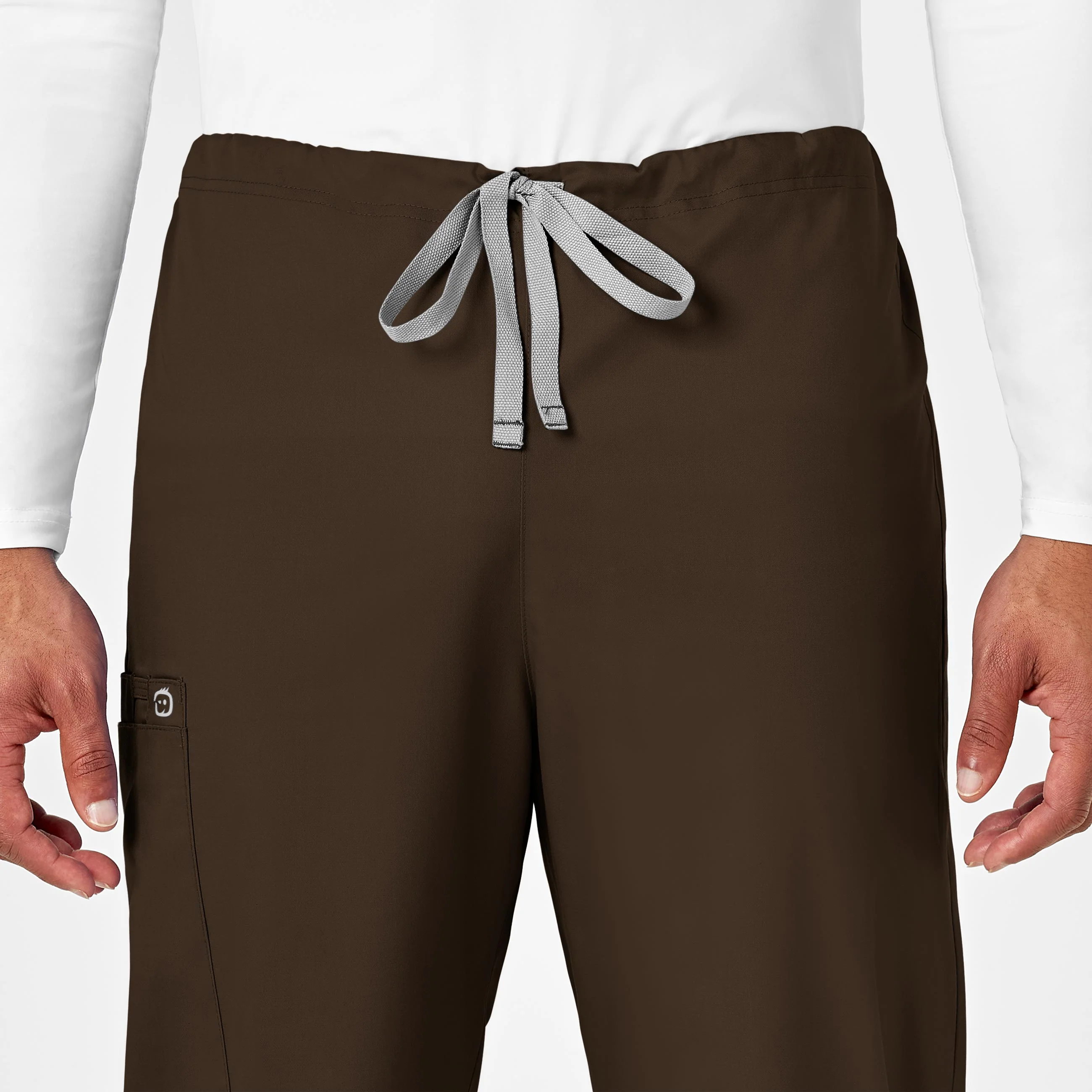 WonderWORK Unisex Drawstring Cargo Scrub Pant - Chocolate - Image 7