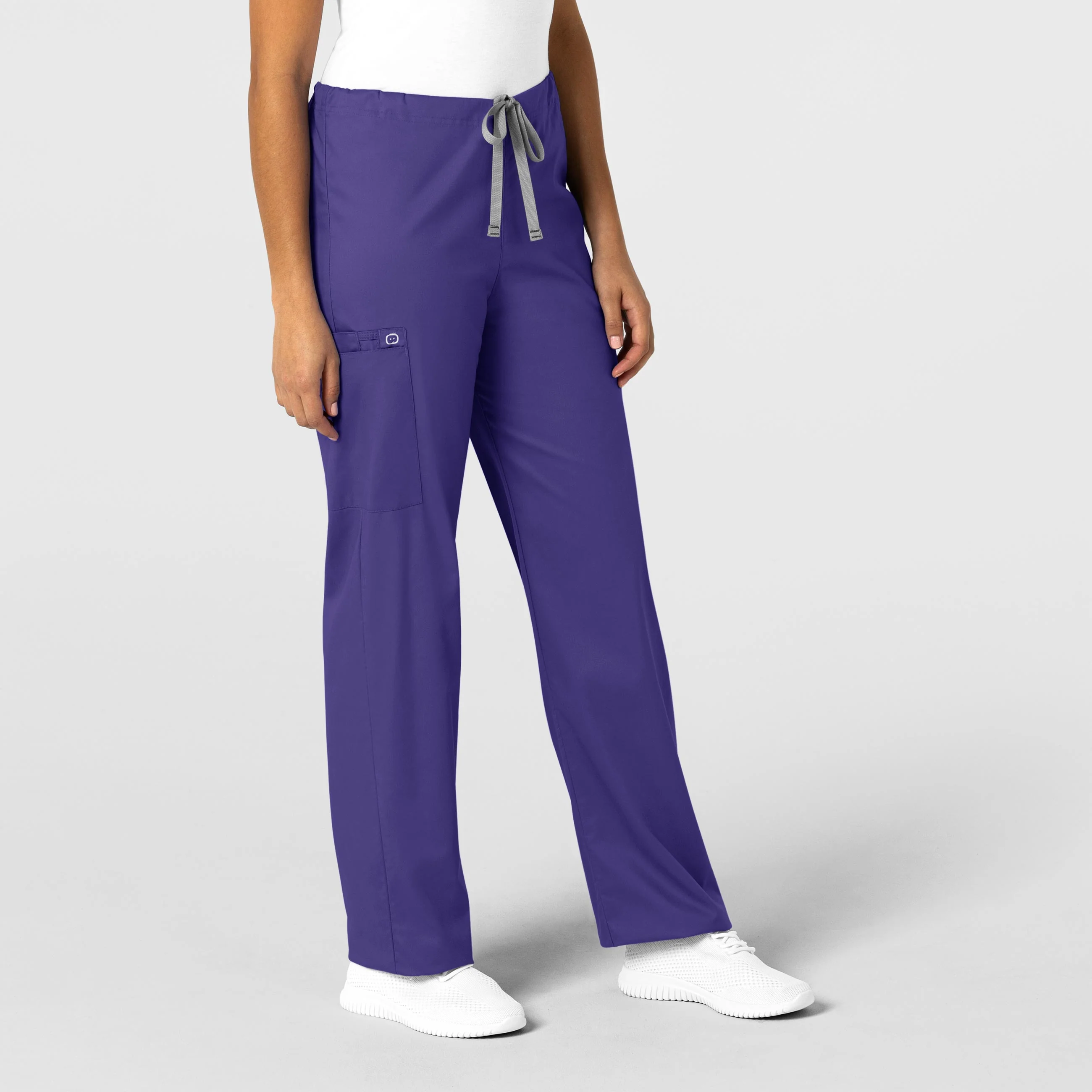 WonderWORK Unisex Drawstring Cargo Scrub Pant - Grape - Image 4