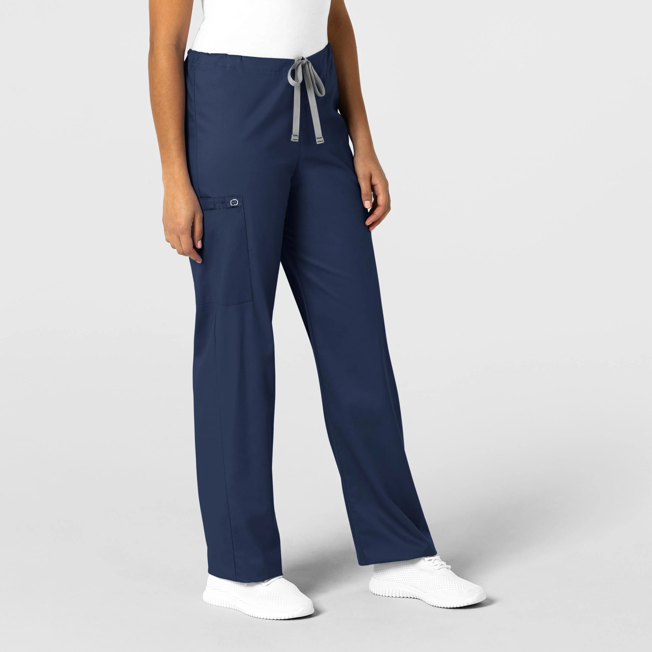 WonderWORK Unisex Drawstring Cargo Scrub Pant - Navy - Image 4