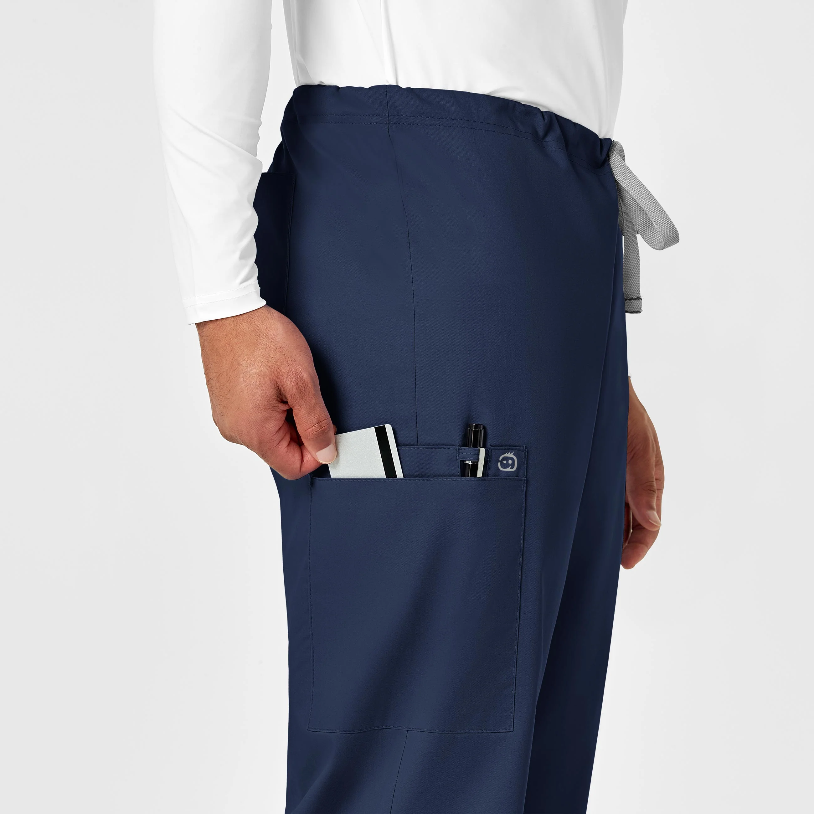 WonderWORK Unisex Drawstring Cargo Scrub Pant - Navy - Image 8