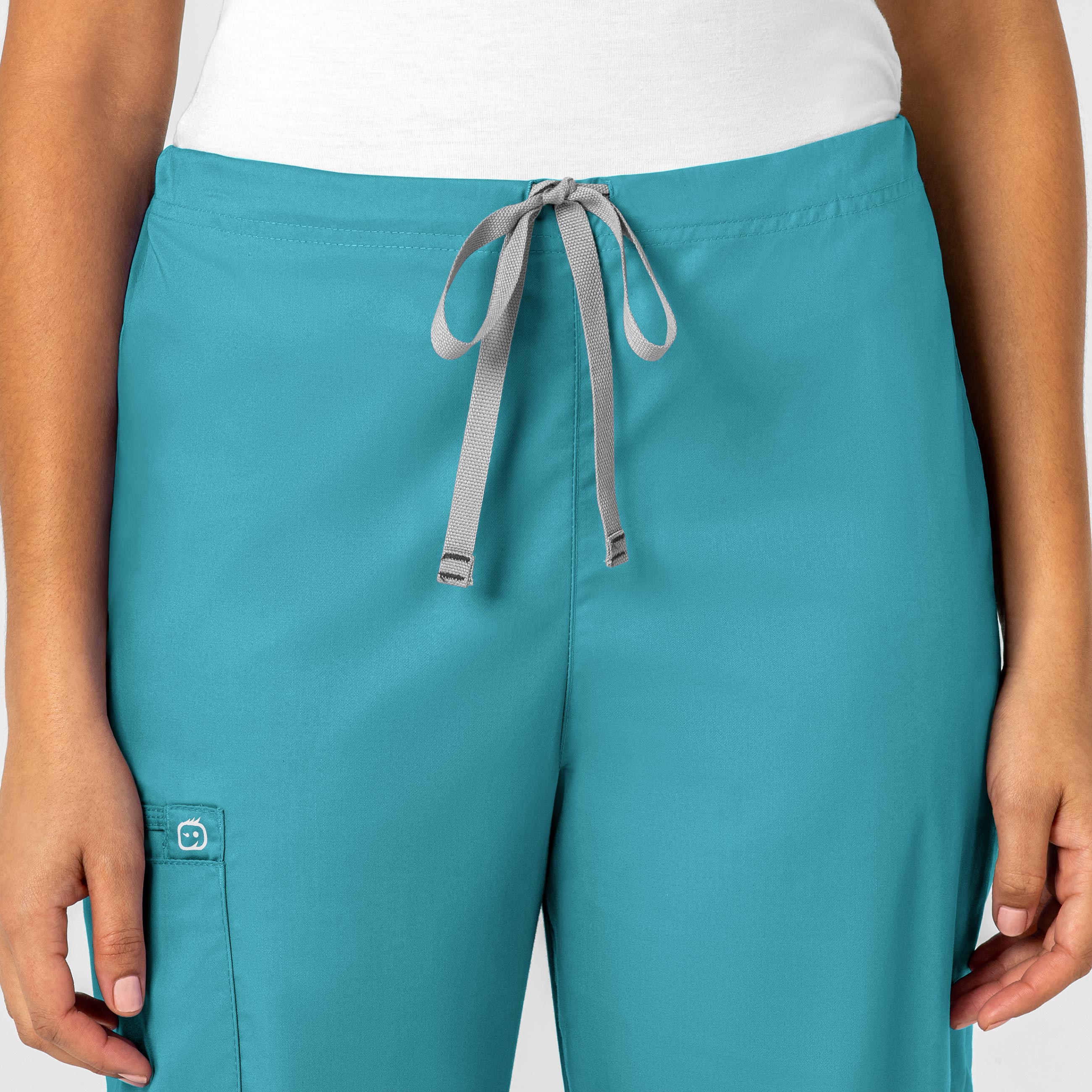 WonderWORK Unisex Drawstring Cargo Scrub Pant - Teal Blue - Image 5