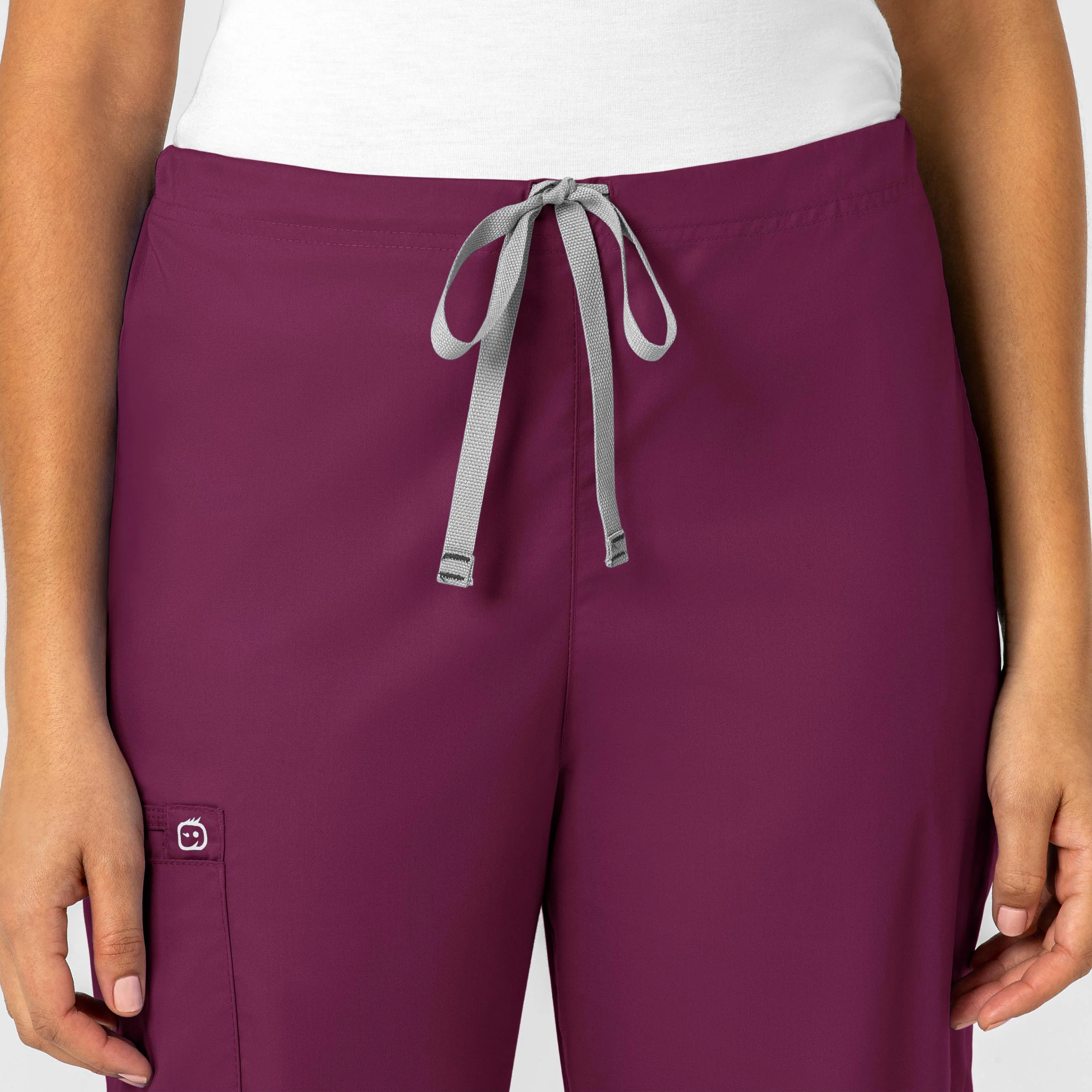 WonderWORK Unisex Drawstring Cargo Scrub Pant - Wine - Image 5