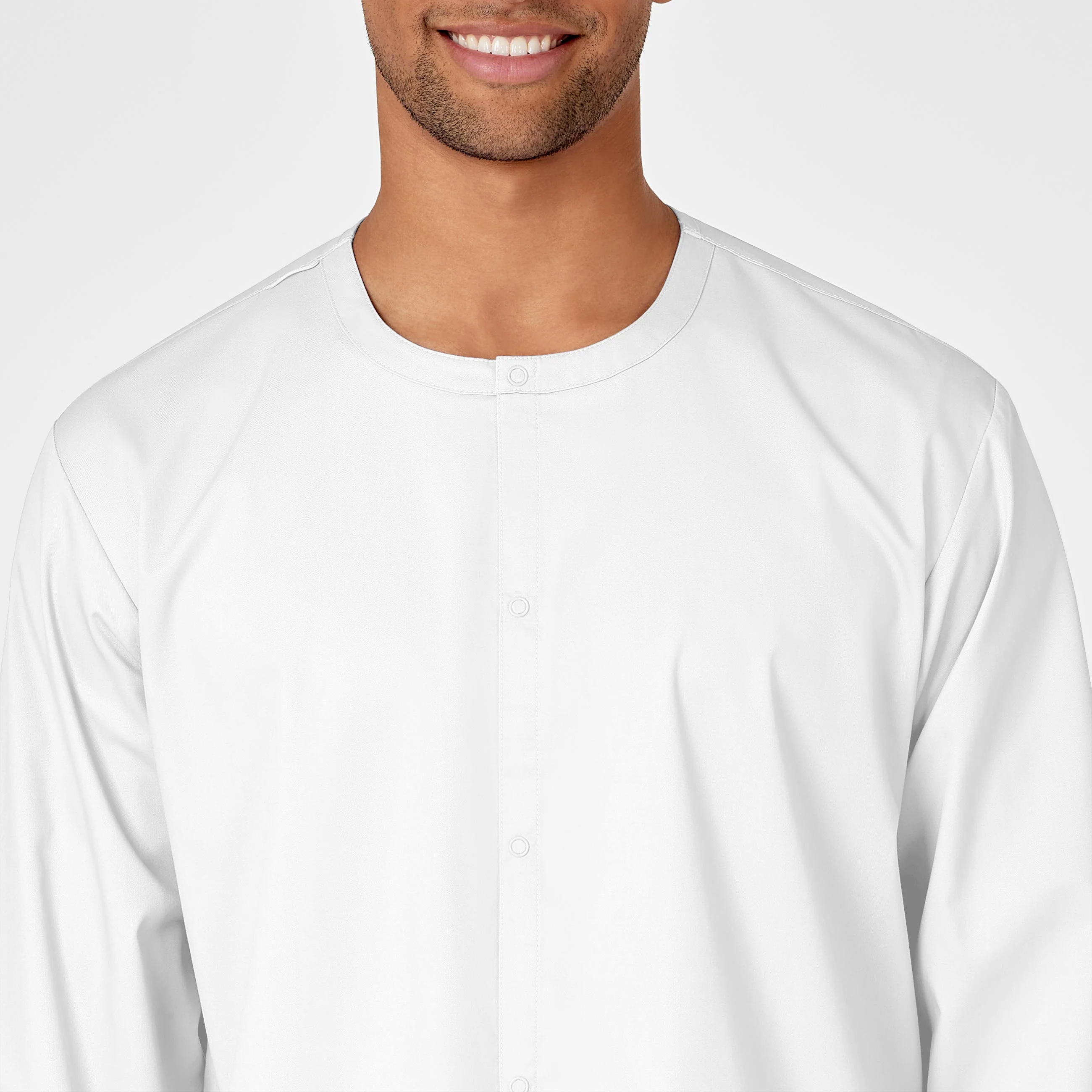 WonderWORK Unisex Snap Front Scrub Jacket - White - Image 5