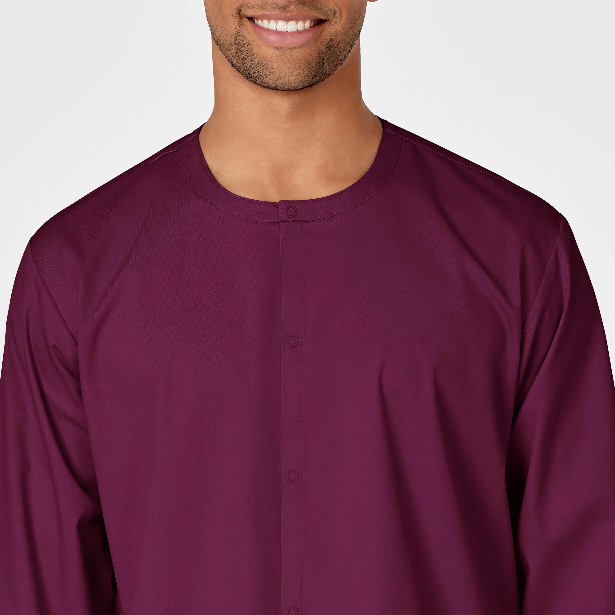 WonderWORK Unisex Snap Front Scrub Jacket - Wine - Image 5