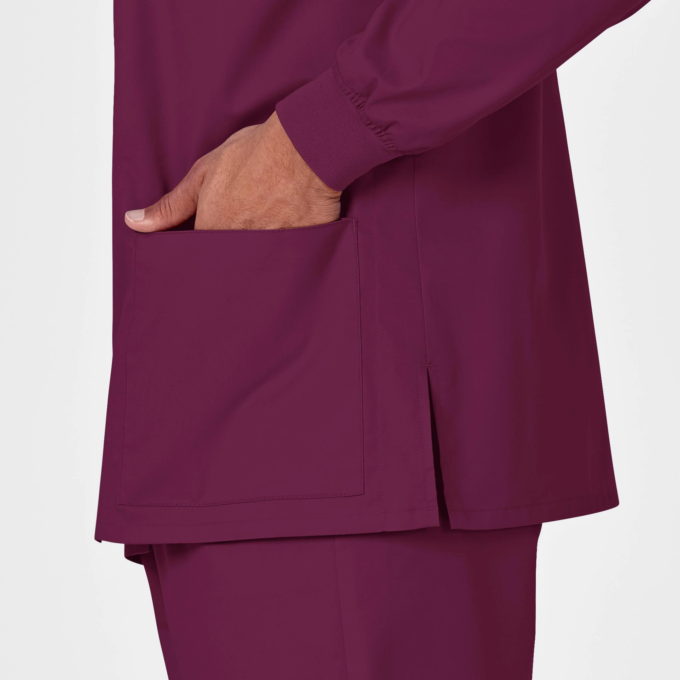 WonderWORK Unisex Snap Front Scrub Jacket - Wine - Image 9