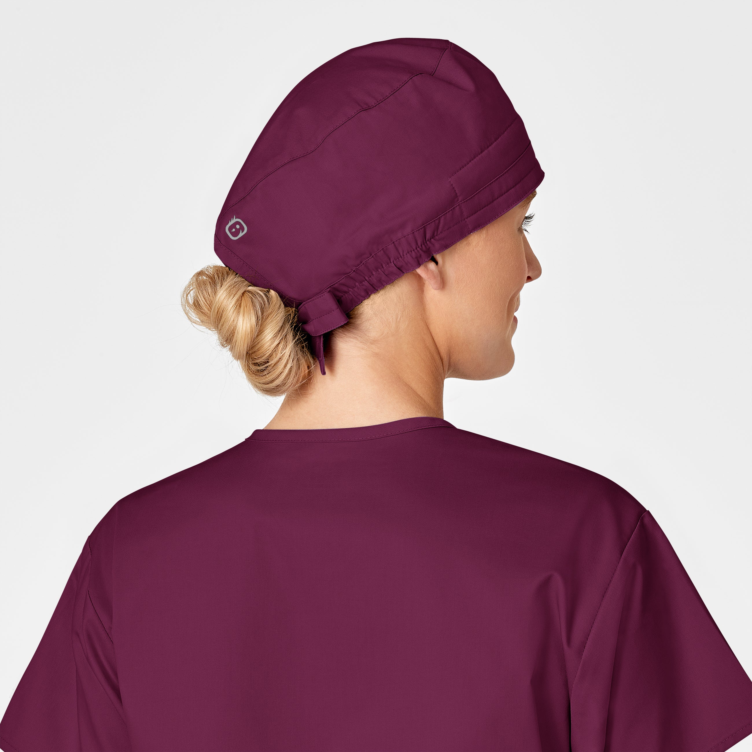 WonderWORK Unisex Tie Back Scrub Cap - Wine - Image 5