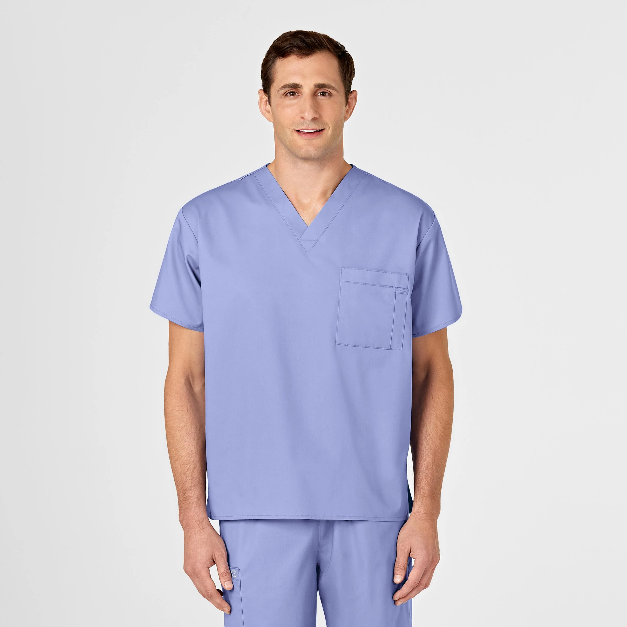 WonderWORK Unisex V-Neck Scrub Top - Ceil Blue - Image 5