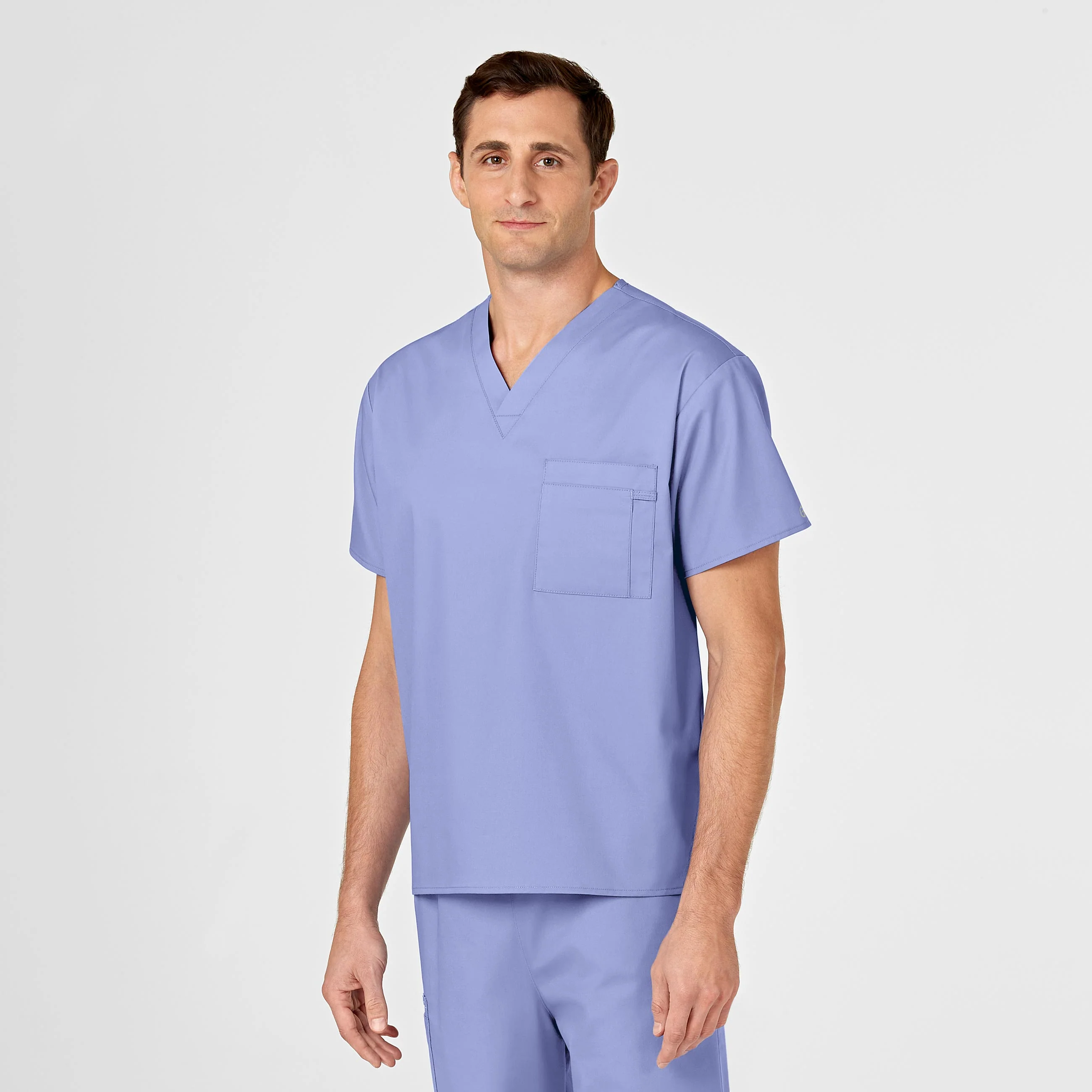 WonderWORK Unisex V-Neck Scrub Top - Ceil Blue - Image 7