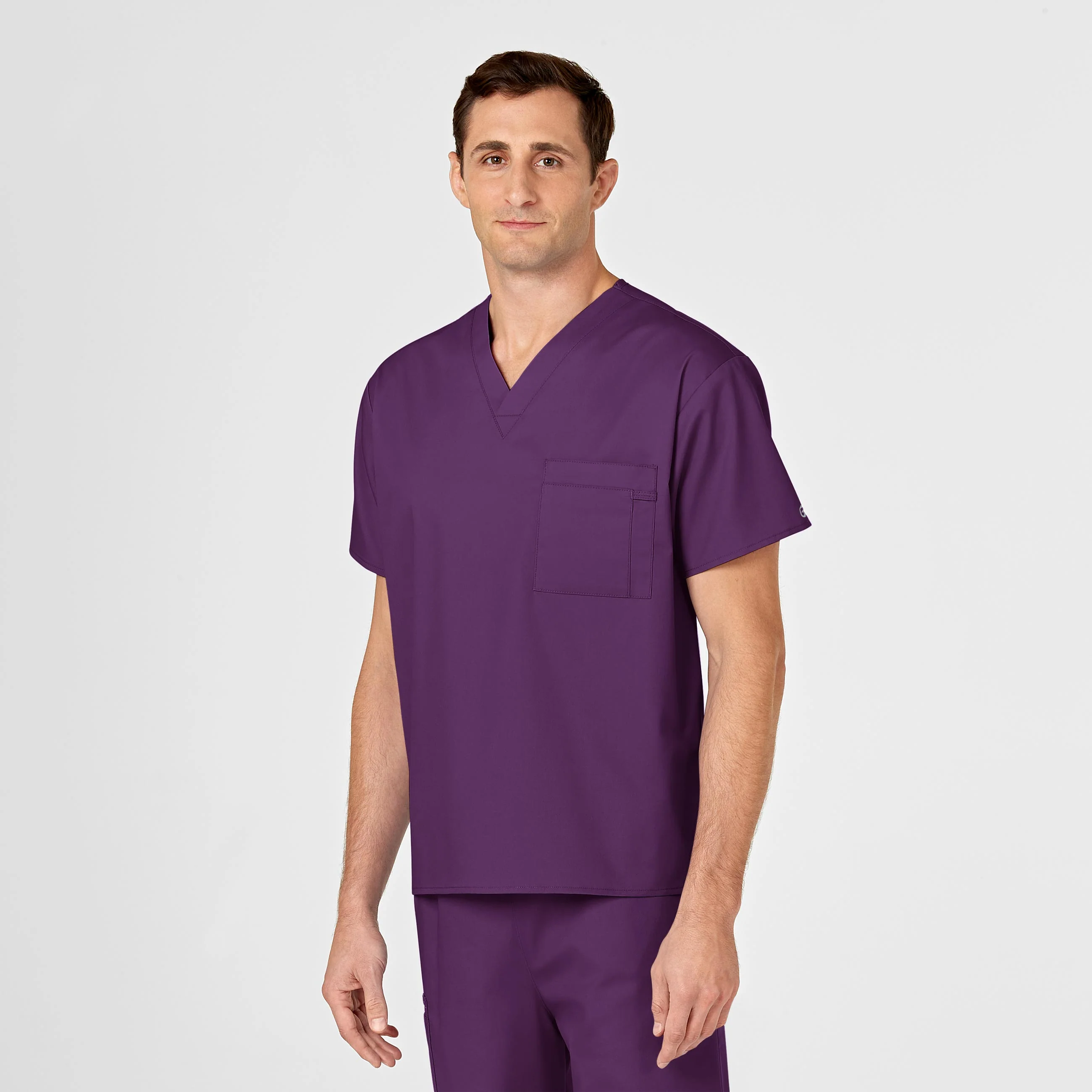 WonderWORK Unisex V-Neck Scrub Top - Eggplant - Image 7
