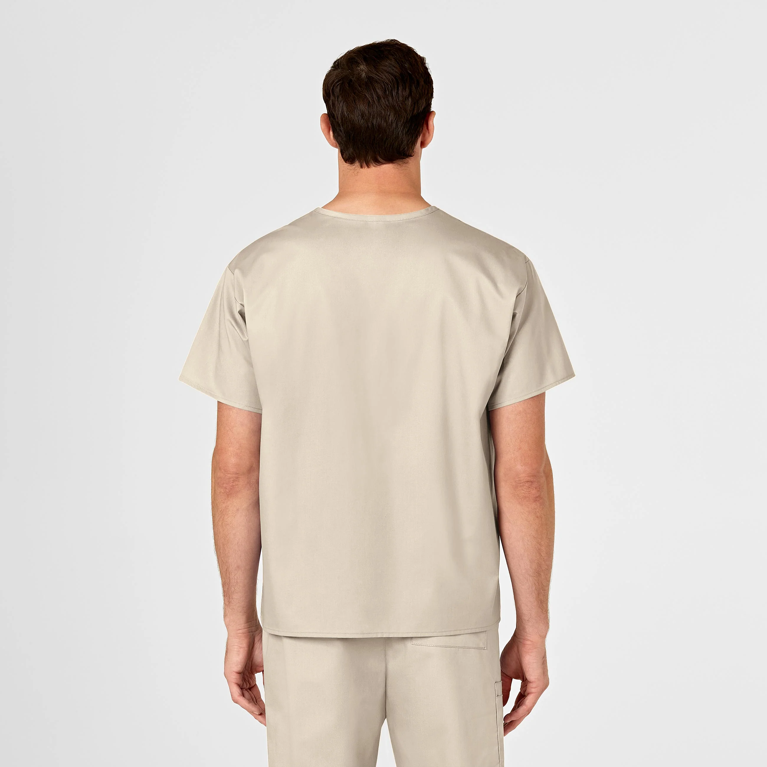WonderWORK Unisex V-Neck Scrub Top - Khaki - Image 2