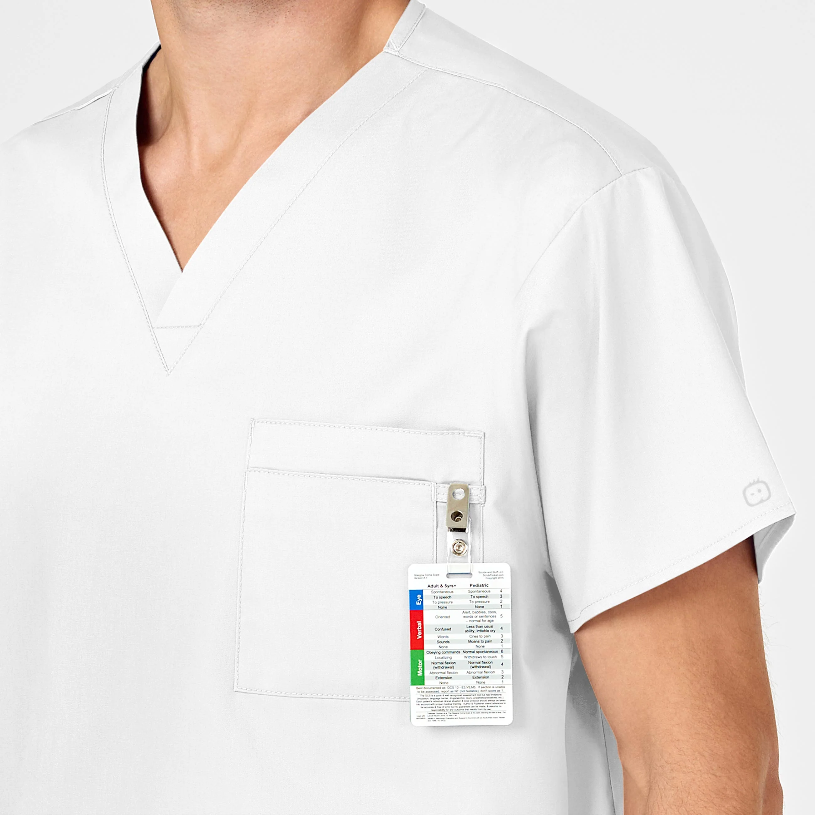 WonderWORK Unisex V-Neck Scrub Top - White - Image 11