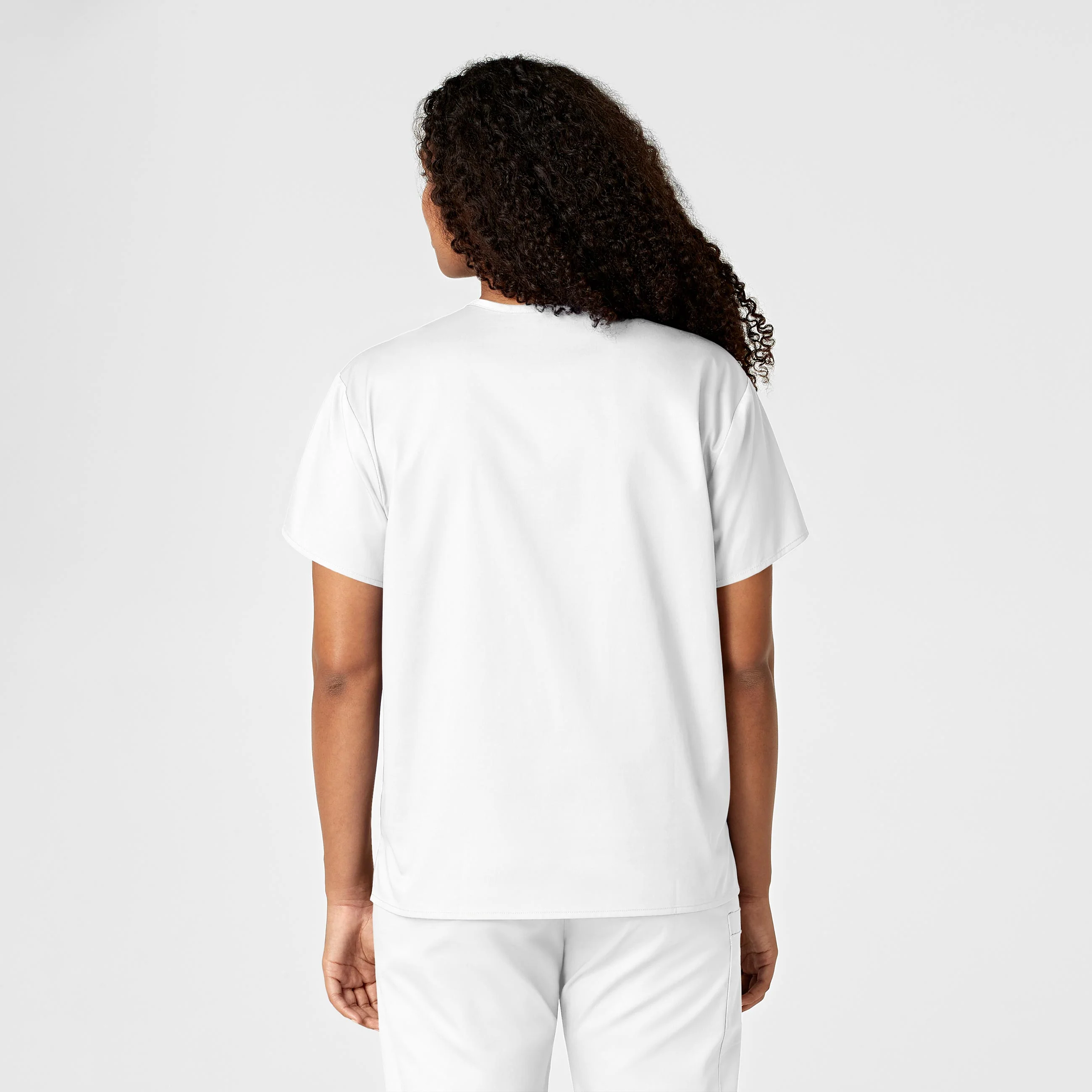 WonderWORK Unisex V-Neck Scrub Top - White - Image 12