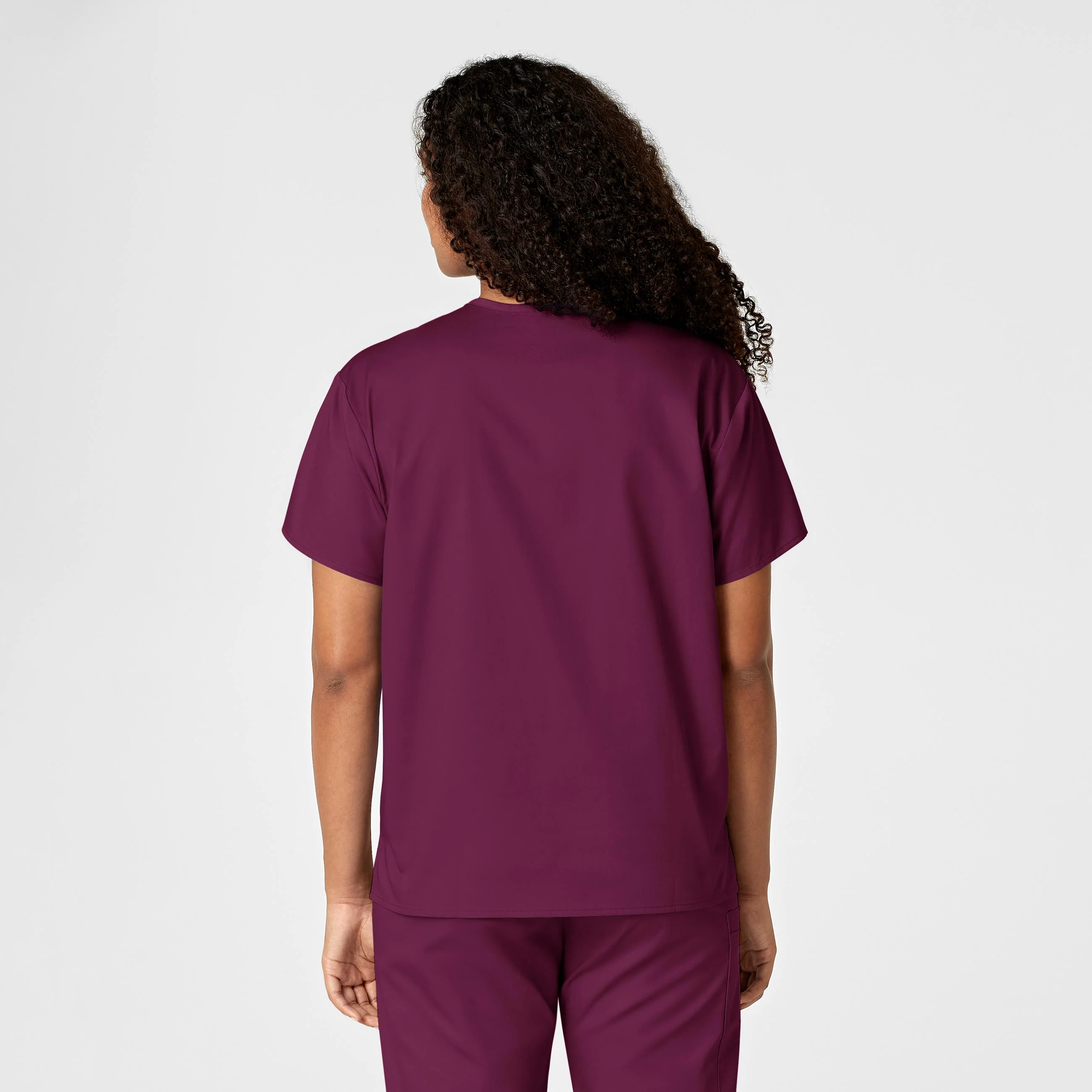 WonderWORK Unisex V-Neck Scrub Top - Wine - Image 12