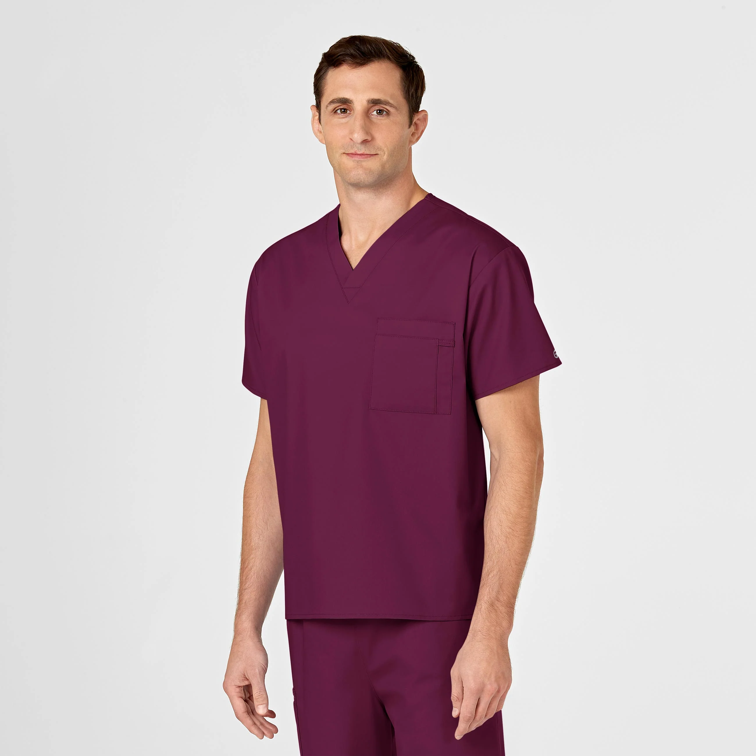 WonderWORK Unisex V-Neck Scrub Top - Wine - Image 7