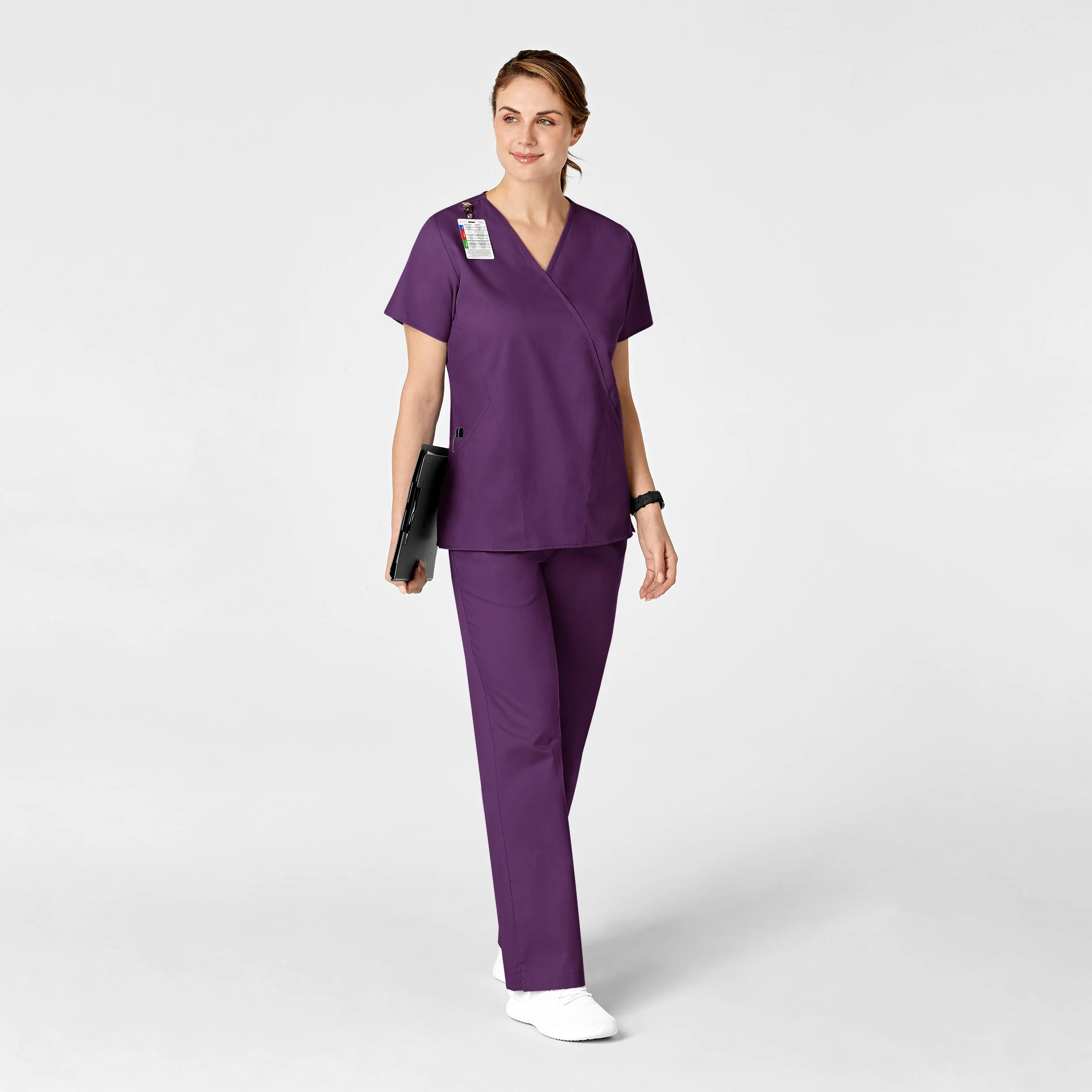 WonderWORK Women's Flare Leg Scrub Pant - Eggplant - Image 3