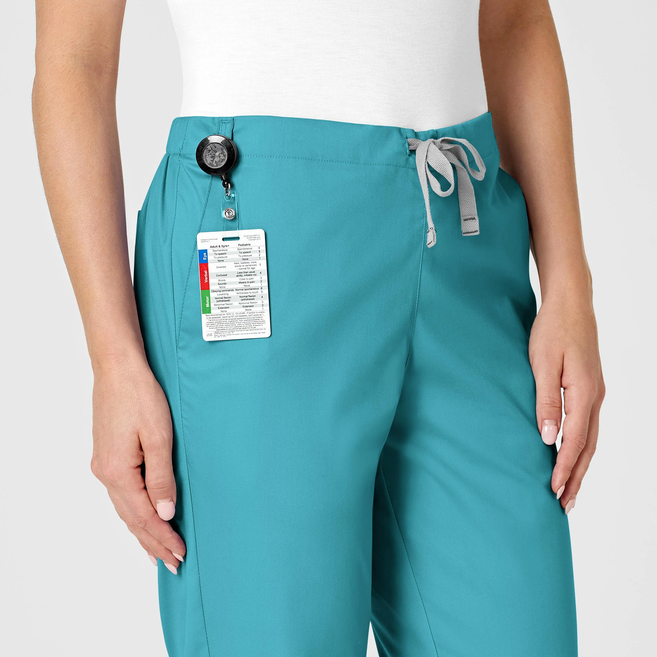 WonderWORK Women's Flare Leg Scrub Pant - Teal Blue - Image 6