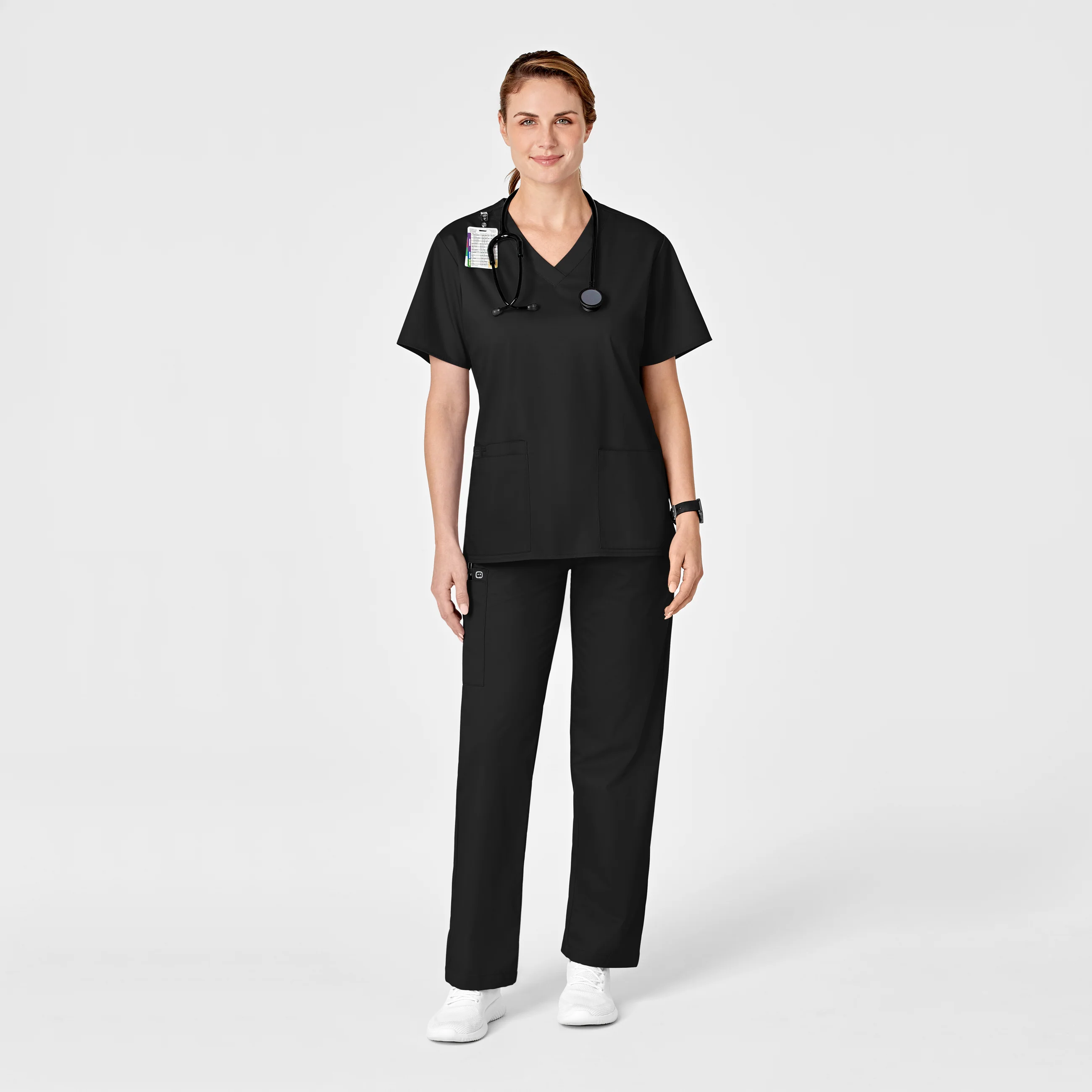 WonderWORK Women's Pull-On Cargo Scrub Pant - Black - Image 3