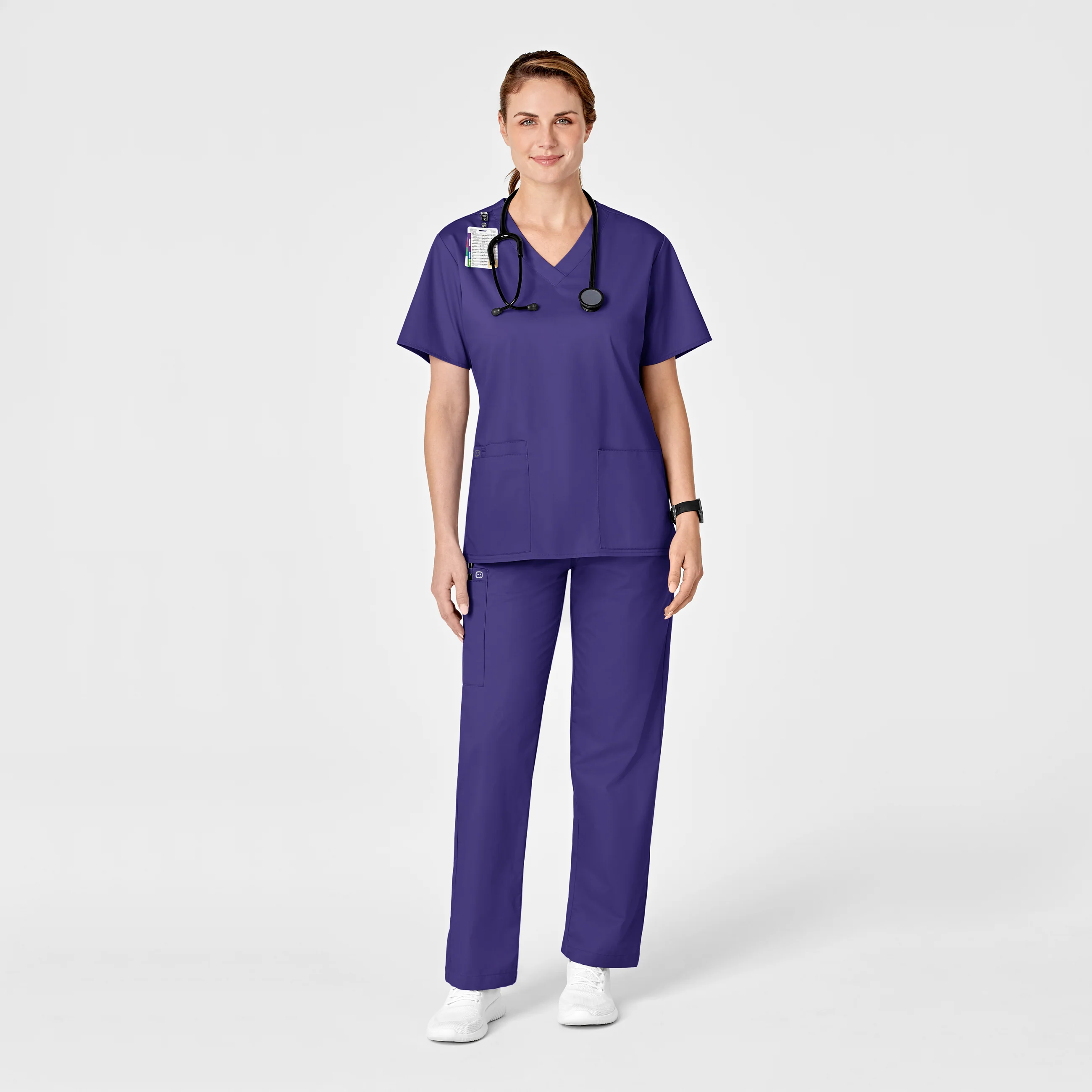 WonderWORK Women's Pull-On Cargo Scrub Pant - Grape - Image 3