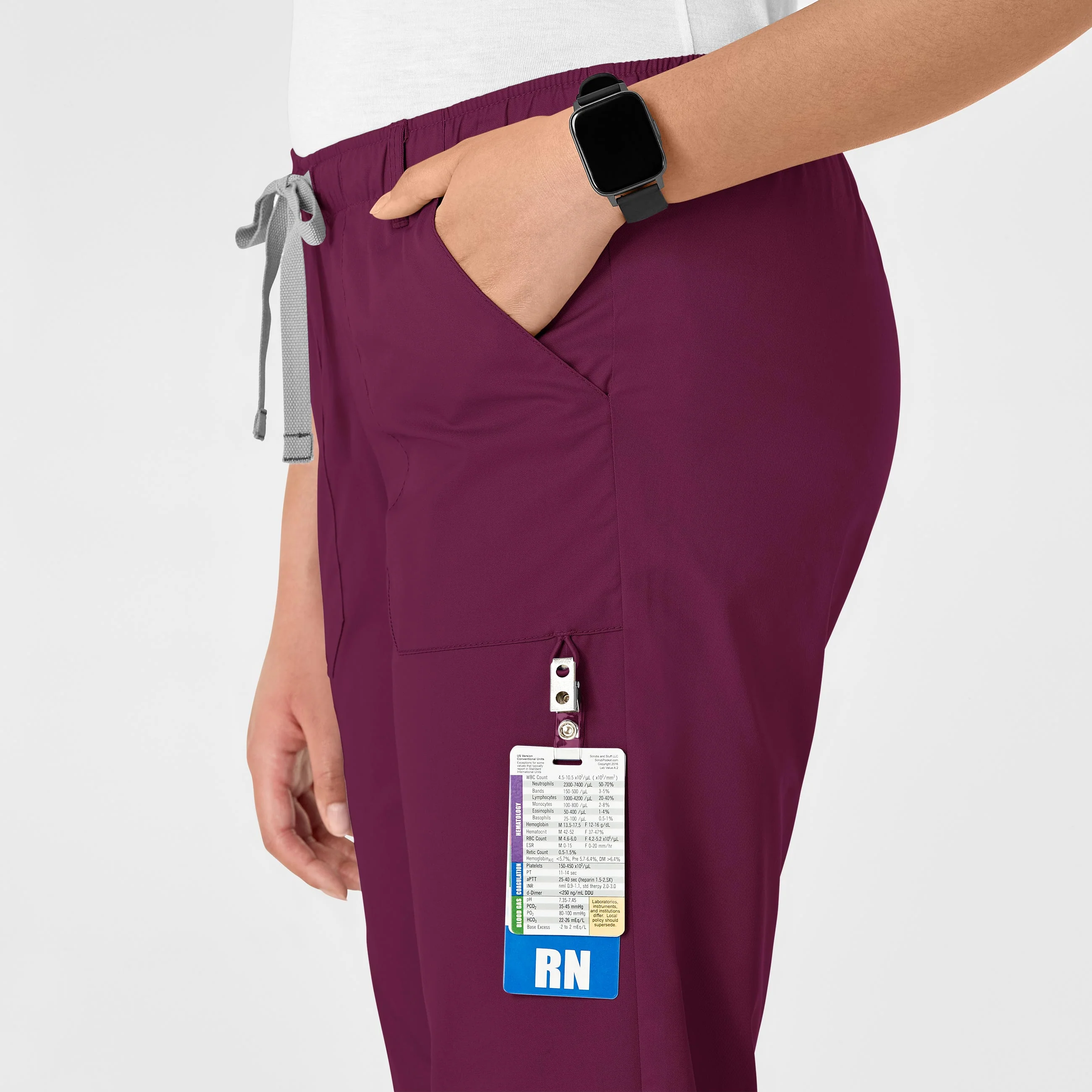 WonderWORK Women's Straight Leg Cargo Scrub Pant - Wine - Image 7